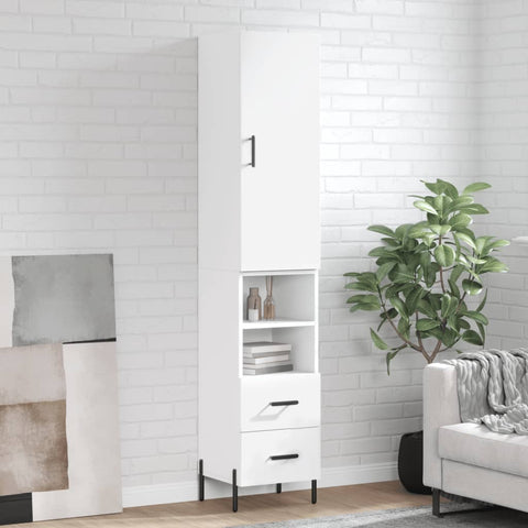 Highboard White 34.5x34x180 cm Engineered Wood 3198921
