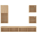 5 Piece TV Wall Units with LED Sonoma Oak Engineered Wood 3216677