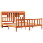 ZNTS Bookcase Bed without Mattress Wax Brown 180x200 cm Super King Solid Wood Pine 3321764