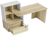 Computer Desk, Office Desk with Bookshelf, File Drawer and Legal Hanging File Holders, Oak Wood T3398P551582