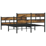 Metal Bed Frame without Mattress Smoked Oak 150x200 cm King Size 3308464