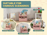 Kids Bookshelf, Toy Organiser, with Storage Drawer, Wheels - Pink T3398P347678