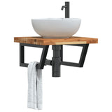 Basin Shelf Wall Mounted Steel and Solid Wood Acacia 3302775