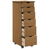 Rolling Cabinet Honey Brown 34 x 39 x 93.5 cm Solid Pine Wood 42028364