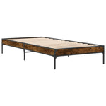 ZNTS Bed Frame Smoked Oak 75x190 cm Small Single Engineered Wood and Metal 845058