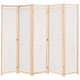 5-Panel Room Divider Cream 200x170x4 cm Fabric 247106