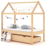 Kids Bed Frame with a Drawer Solid Pine Wood 70x140 cm 322136