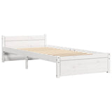 Bed Frame without Mattress White Solid Wood 90x190 cm Single Single 815010