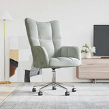Relaxing Chair with Wheel Light Grey 69 x 61.5 x 102 cm Velvet 42022456
