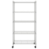 ZNTS 5-Tier Storage Shelf with Wheels 75x35x155 cm Chrome 250 kg 324629