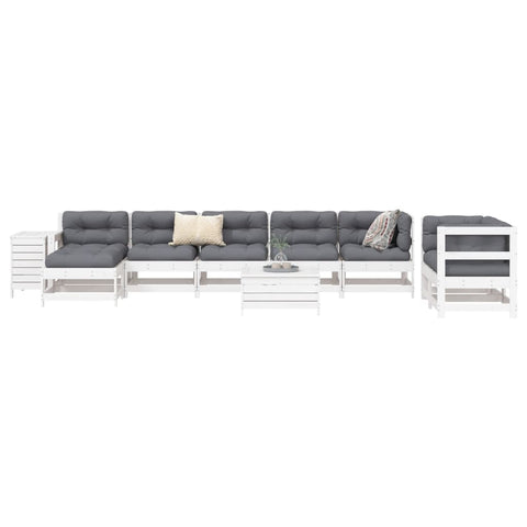 ZNTS 10 Piece Garden Sofa Set White Solid Wood Pine 3250661