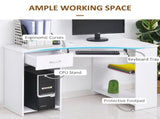 L-Shaped Corner Computer Desk w/ 2 Shelves Wide Worktop Keyboard Tray Drawer & CPU Stand Home Office T3398P344442