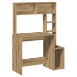 Desk with Shelves Artisan Oak 100x45x140 cm Engineered Wood 860444