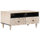 Coffee Table with Drawer White 80 x 54 x 40 cm Solid Mango Wood 4018381