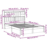 Bookcase Bed without Mattress White 140x190cm Solid Wood Pine 3322412