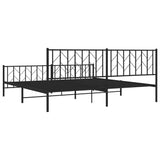 Metal Bed Frame without Mattress with Footboard Black 200x200cm 374462
