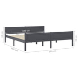 Bed Frame Grey Solid Pinewood, Plywood Super King Durable 322129