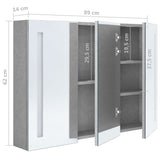 LED Bathroom Mirror Cabinet Concrete Grey 89x14x62 cm 326525
