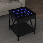 ZNTS Coffee Table with Infinity LED Black 40x40x49 cm 847692