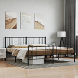 Metal Bed Frame without Mattress with Footboard Black 200x200cm 352505