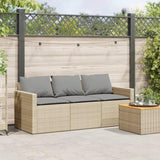 Garden Sofa with Cushions 3-Seater Beige Poly Rattan 366345