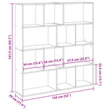Book Cabinet Old Wood 132x29x141.5 cm Engineered Wood 3310314