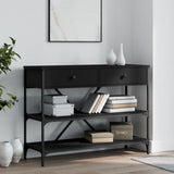Console Table with Drawers and Shelves Black Engineered Wood 833403