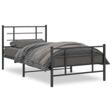 Bed Frame Black Powder-Coated Steel 107x203 cm Metal Bed Frame 355575