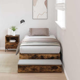 Storage Bed Frame with Drawer Smoked Oak 75 cm Engineered Wood 3335681