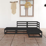 4 Piece Garden Lounge Set Black Solid Wood Pine 3075478