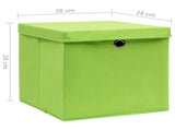 Storage Boxes with Covers 10 pcs 28x28x28 cm Green 325230