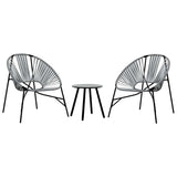 Garden Chair Set 3 pcs Black and Light Grey Poly Rattan 4009294