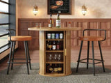 Round bar table with storage, 91.6cm high standing table with cabinet, MDF wood look, load capacity N639P442895D