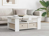Coffee Table with Drawer White 77 x 55 x 42 cm Engineered Wood 8000412