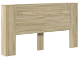 Storage Headboard with LED Sonoma Oak Engineered Wood 3418664