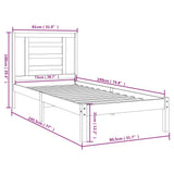 Bed Frame without Mattress White 75x190 cm Small Single Solid Wood 3104309