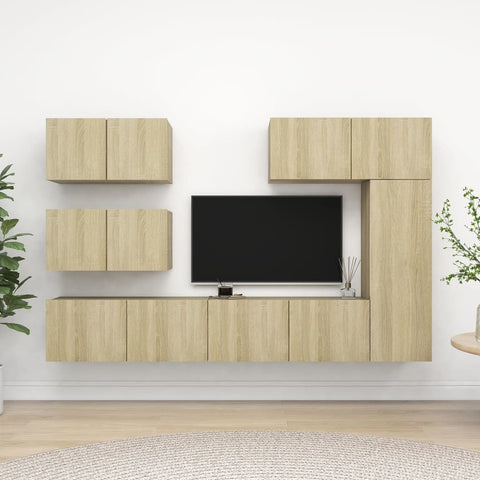 6 Piece TV Cabinet Set Sonoma Oak Engineered Wood 3079030