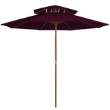 Double Decker Parasol with Wooden Pole Bordeaux Red 270 cm 313764