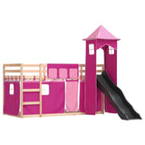 Bunk Bed without Mattress with Slide and Curtains Pink 90x200 cm 3284190