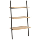 3-Tier Leaning Shelf Light Brown and Black 64x34x116 cm 336370