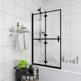 Folding Shower Enclosure ESG 100x140 cm Black 150819