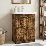 Bathroom under Sink Cabinet Smoked Oak 78.5 x 37.5 x 81 cm 890049
