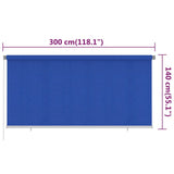 Outdoor Roller Blind 300x140 cm Blue HDPE 312845