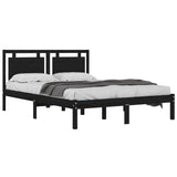 Bed Frame without Mattress Black 200x200 cm Solid Wood 3105559