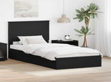 Storage Bed with Headboard Black 75 x 190 cm Engineered Wood 3409602