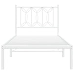 Metal Bed Frame without Mattress with Headboard White 75x190cm 376167
