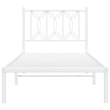 Metal Bed Frame without Mattress with Headboard White 75x190cm 376167