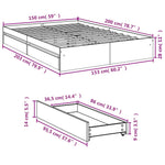 ZNTS Bed Frame with Drawers without Mattress Sonoma Oak 150x200 cm King Size 3280652