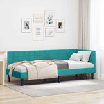 Corner Bed Frame with Headboard Turquoise 80 x 200 cm Velvet 42016416