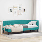 Corner Bed Frame with Headboard Turquoise 80 x 200 cm Velvet 42016416